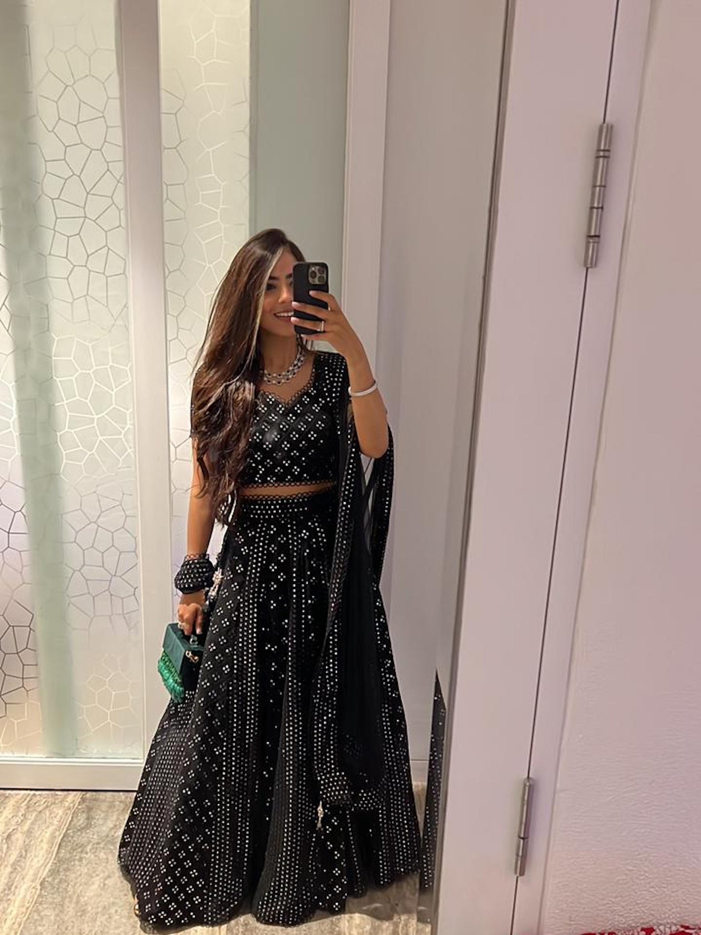 BLACK MIRROR WORK LEHENGA SET