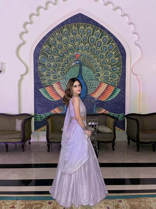 SIYA YADAV IN LAVENDER MIRROR WORK LEHENGA SET