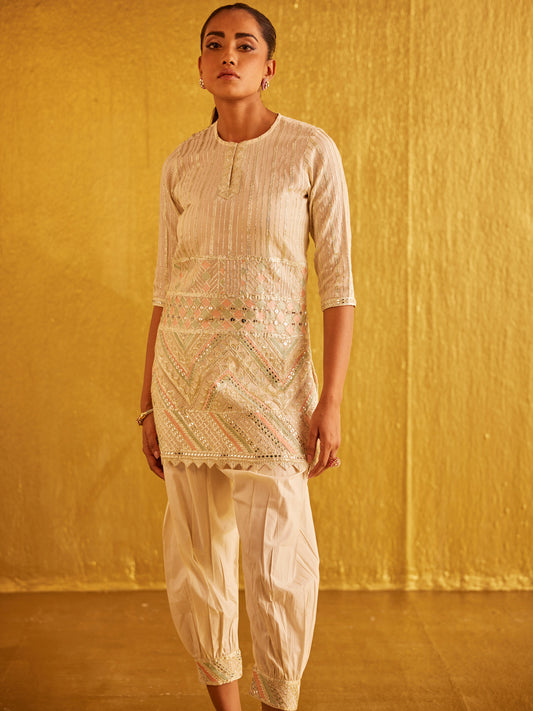 IVORY GOTA WORK KURTA SET