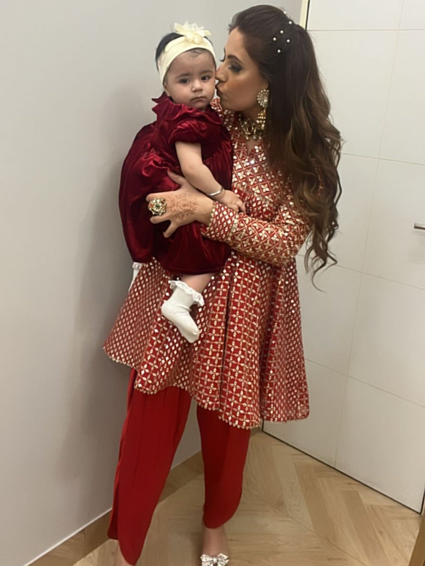 RED ZARI & SEQUIN DHOTI SET