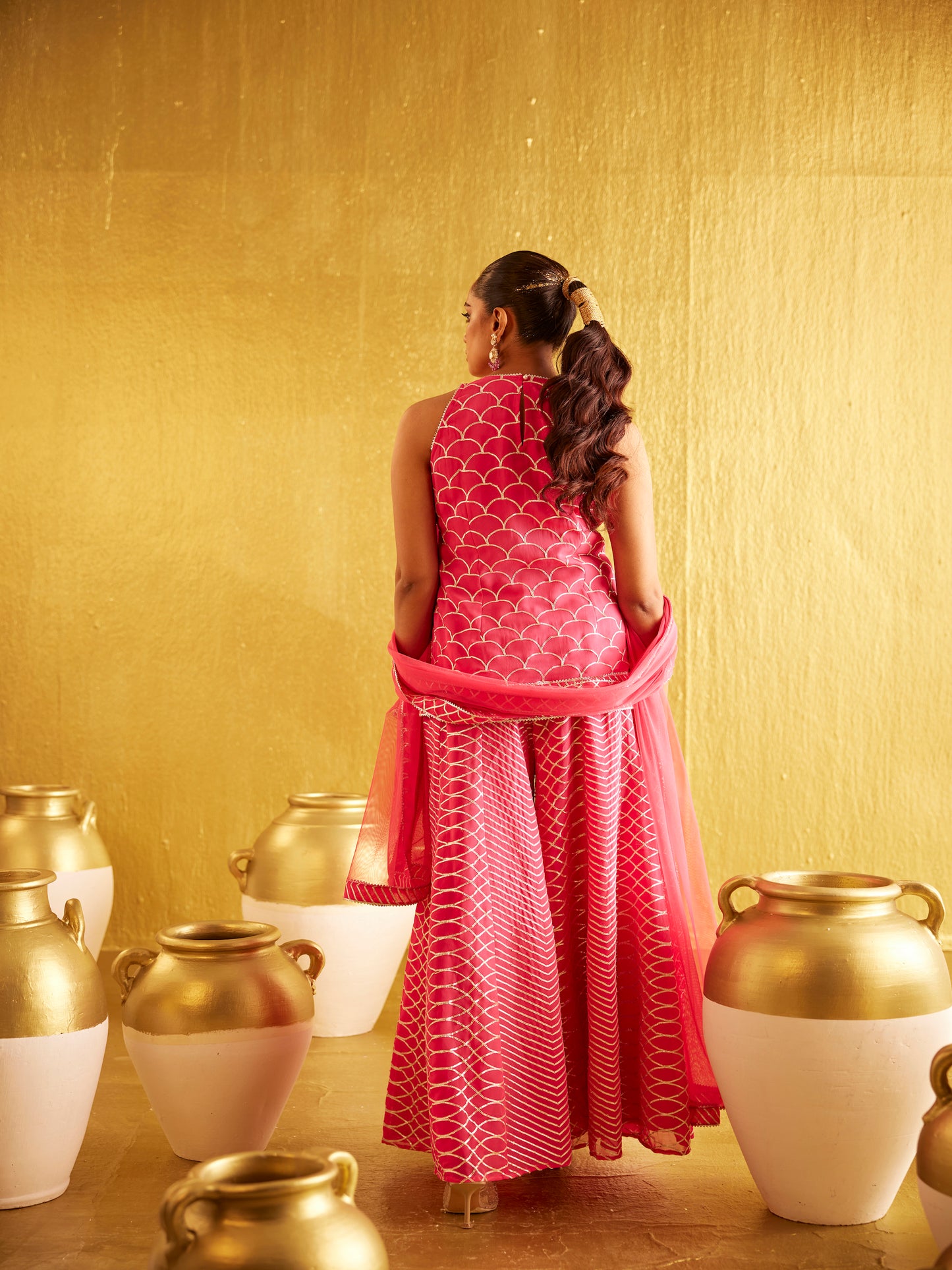 PINK GOTA WORK SHARARA SET