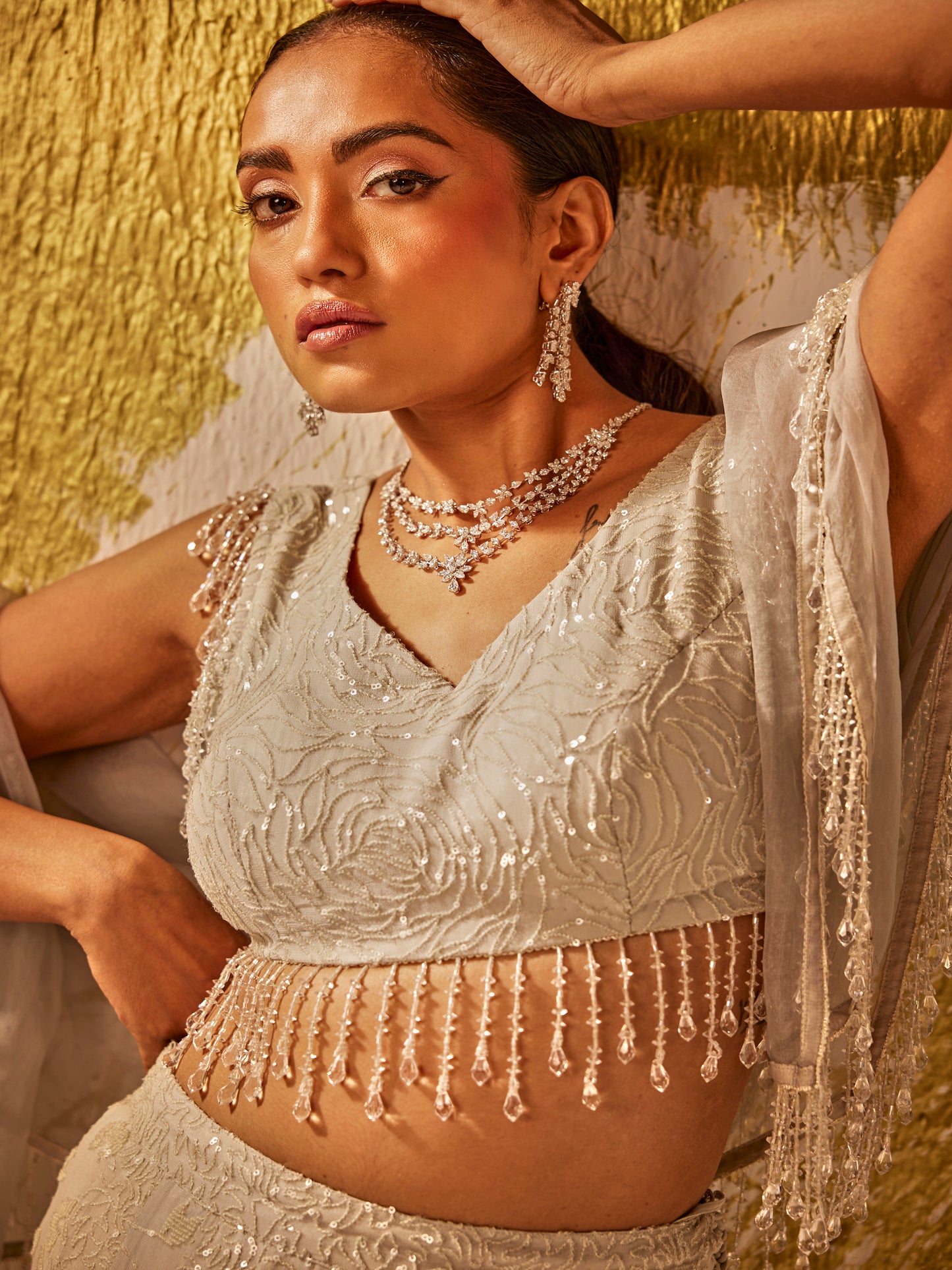 GREY SEQUIN WORK LEHENGA SET