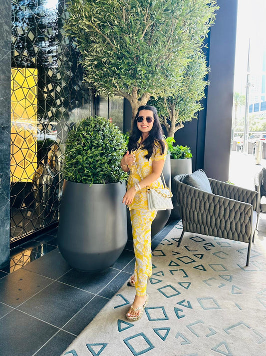 TANYA NARANG IN YELLOW COTTON COORD SET