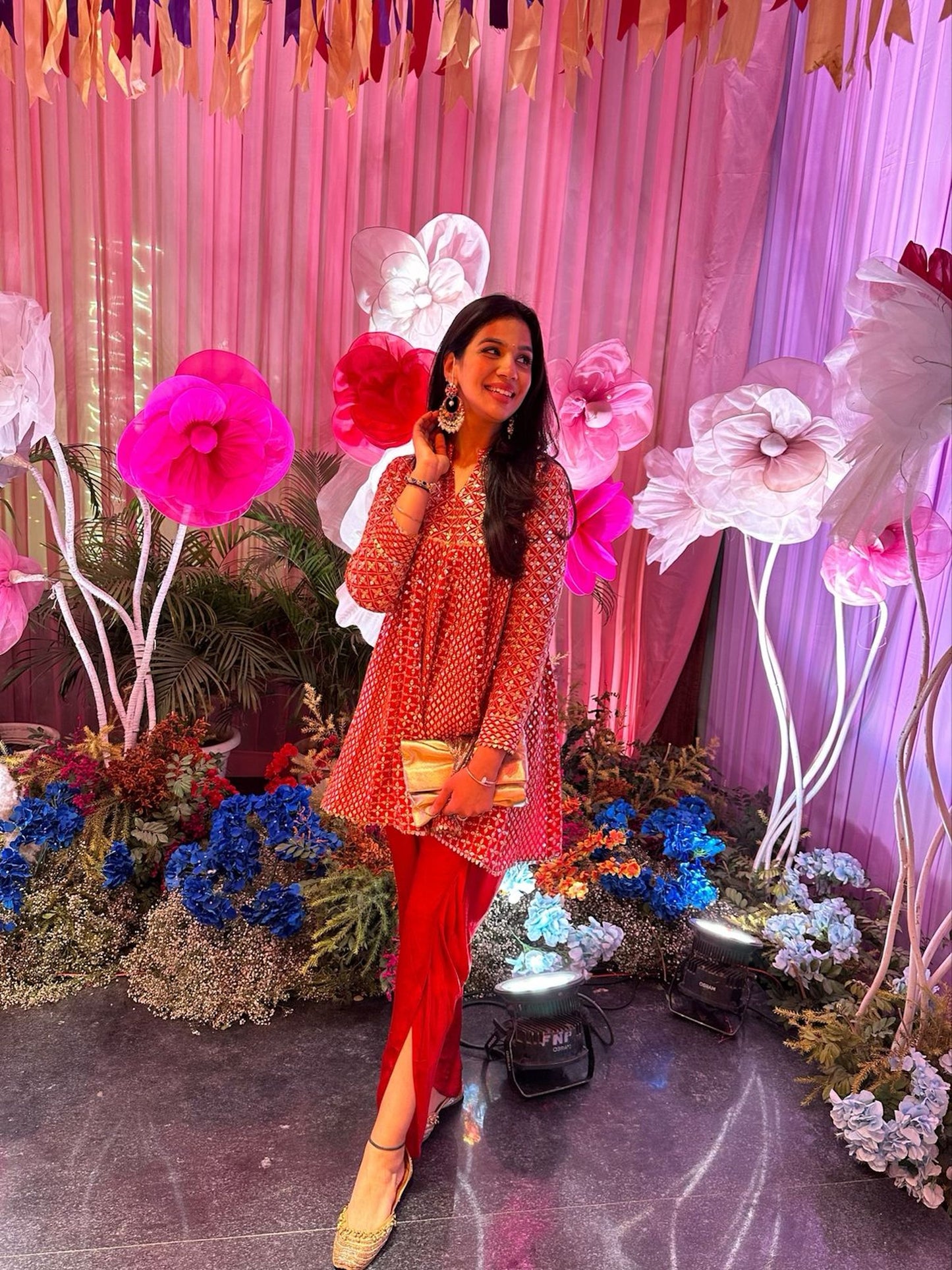 RED ZARI & SEQUIN DHOTI SET