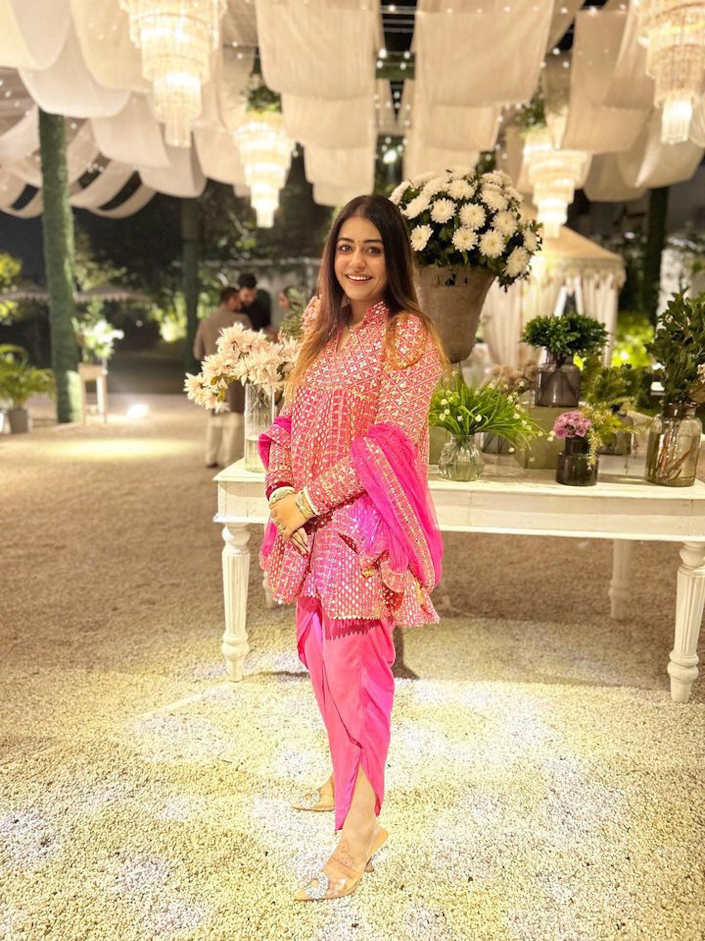 RANI PINK ZARI & SEQUIN DHOTI SET