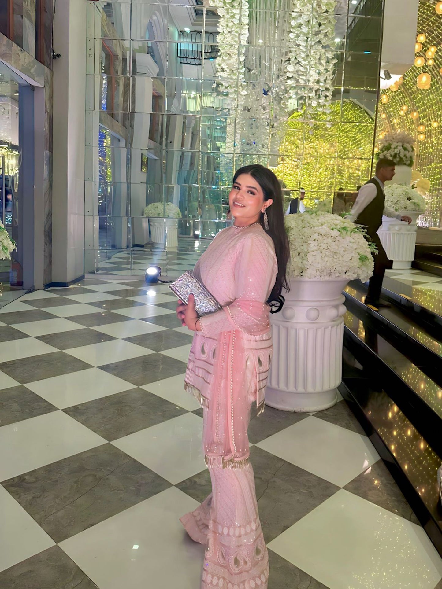PINK CHIKANKARI COORD SET