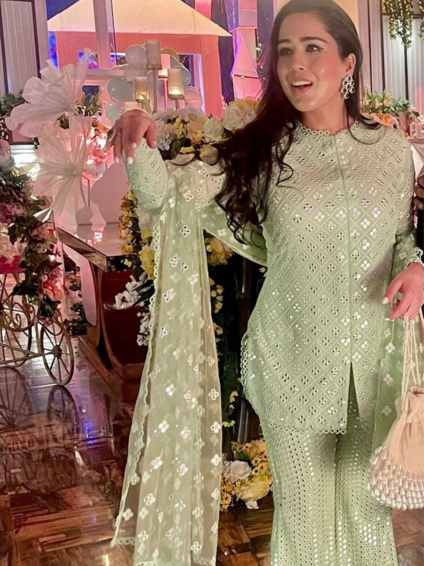 GREEN MIRROR WORK COORD SET