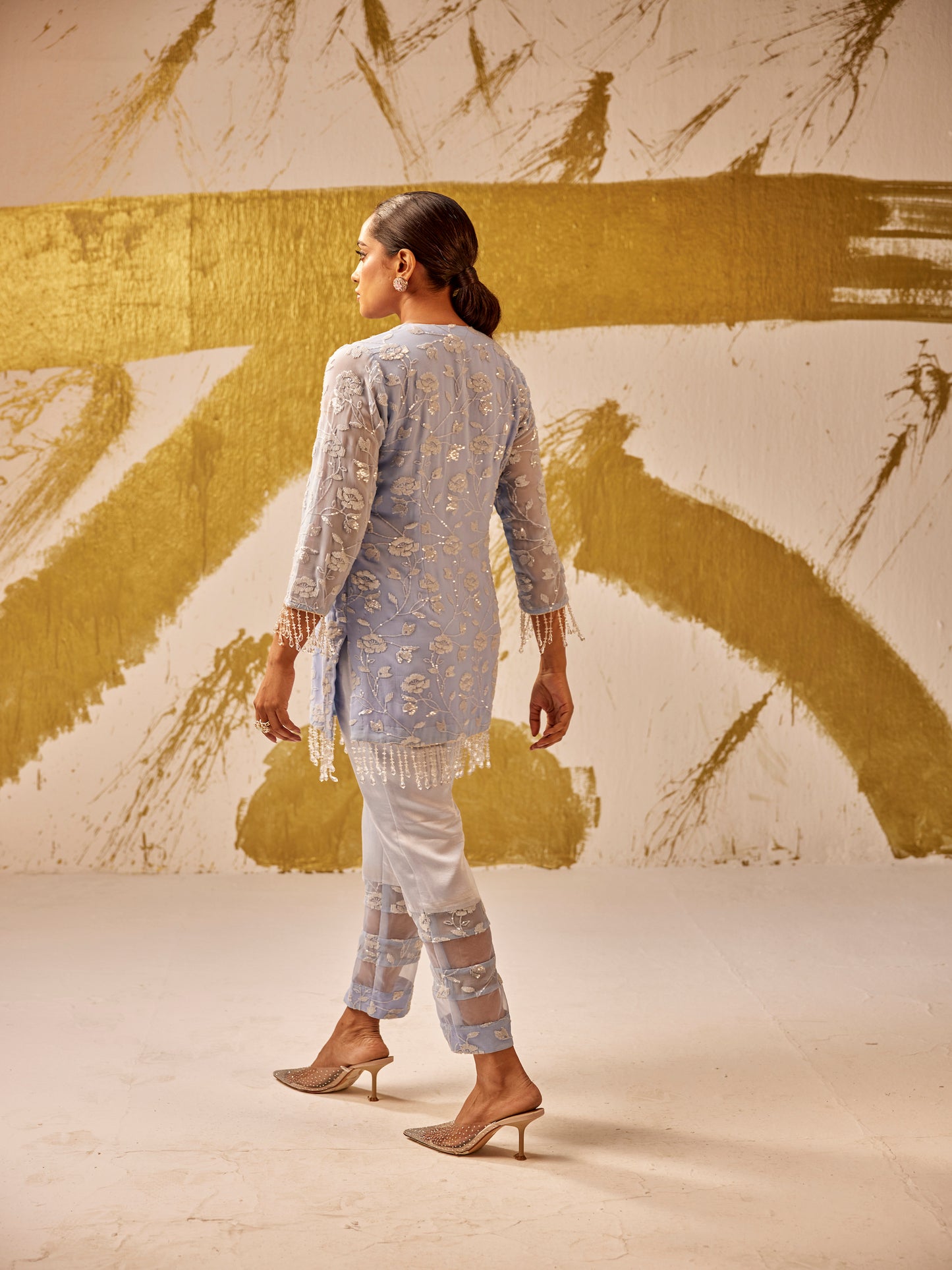 ICE BLUE SEQUIN WORK COORD SET