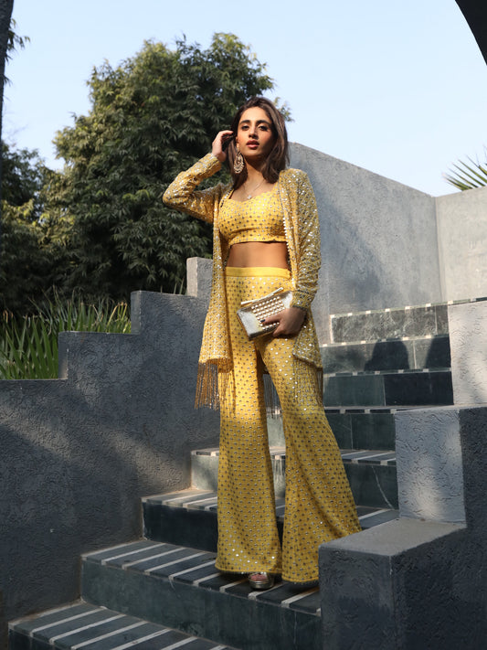 TANYA TULI IN YELLOW ZARI & SEQUIN 3 PIECE SET