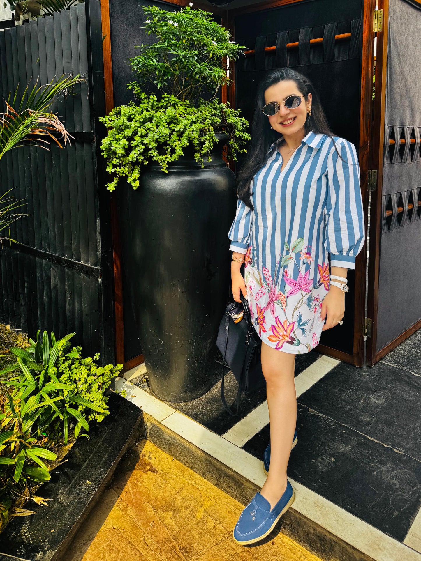 TANYA NARANG IN BLUE COTTON DRESS