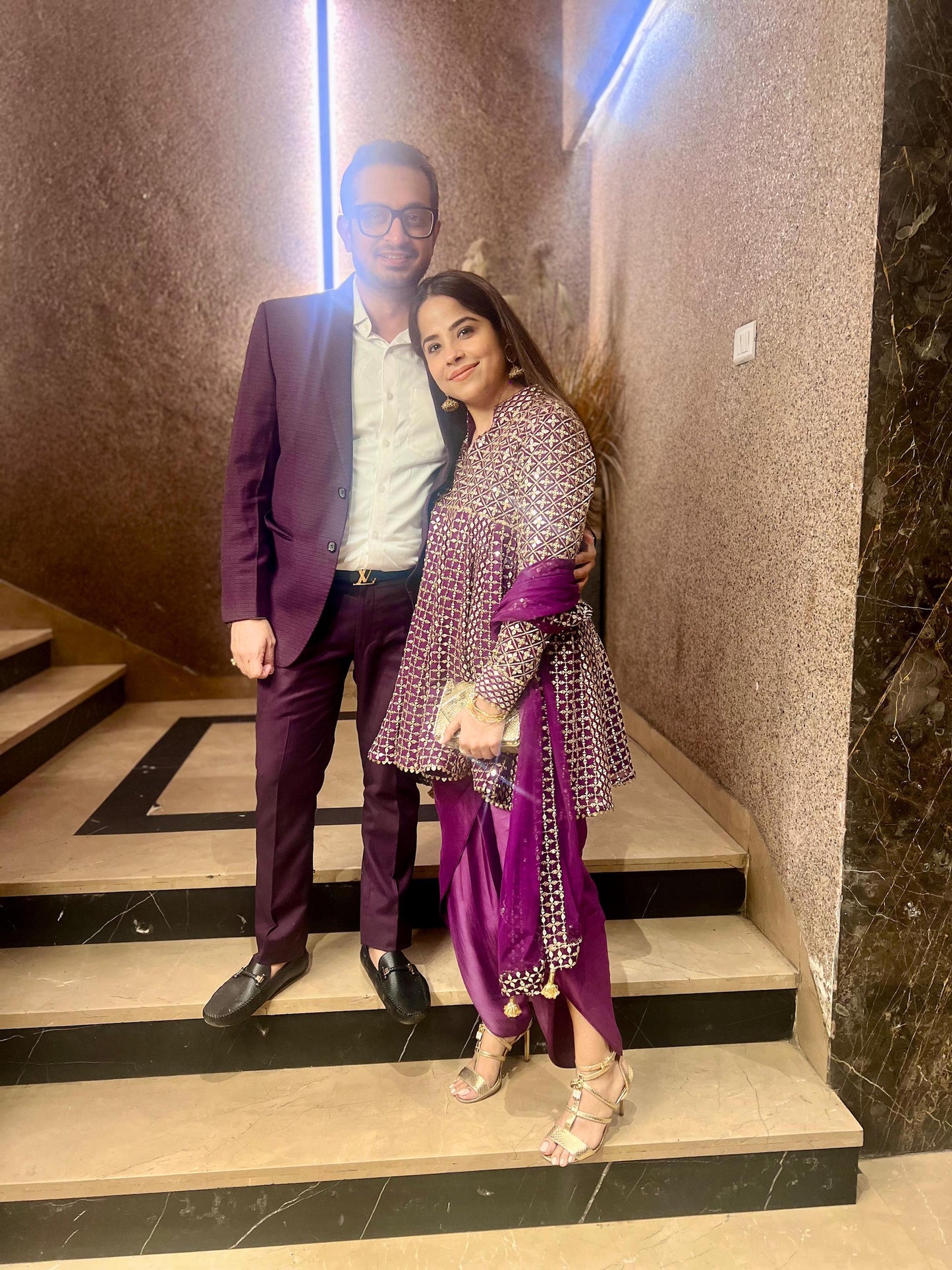 PURPLE ZARI & SEQUIN DHOTI SET