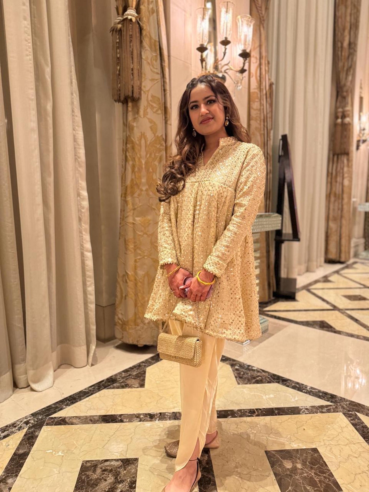 IVORY ZARI & SEQUIN DHOTI SET