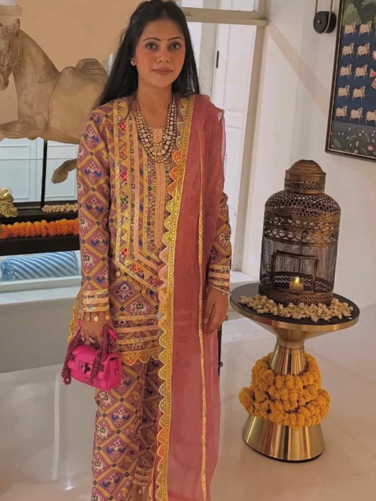 LIGHT PINK PATOLA KURTA SET