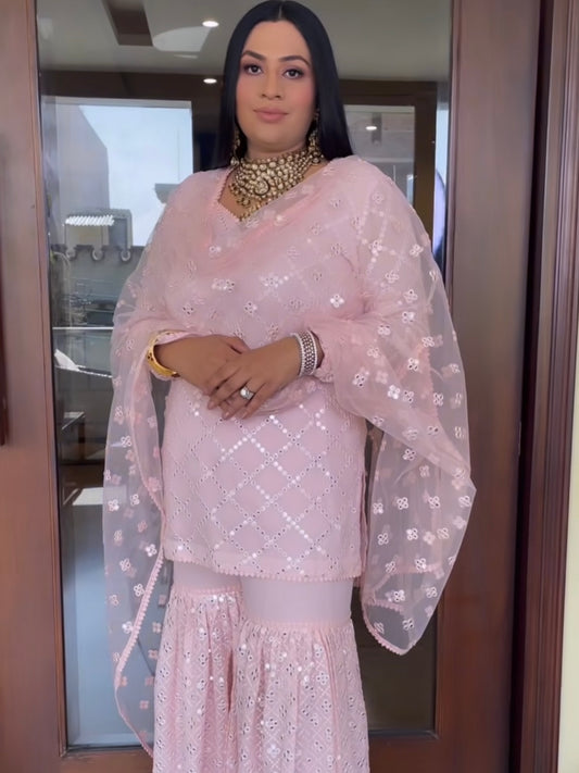 PINK MIRROR WORK GARARA SET