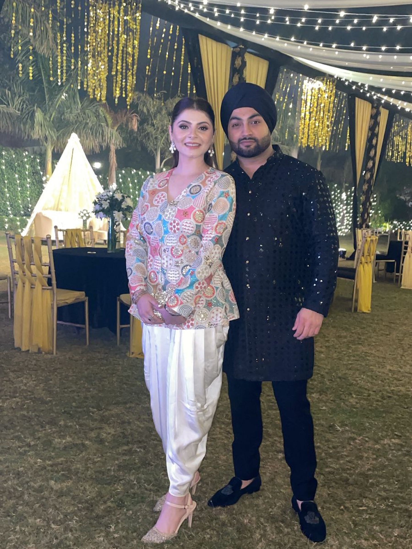 IVORY MULTI COLOR EMBROIDERED DHOTI SET