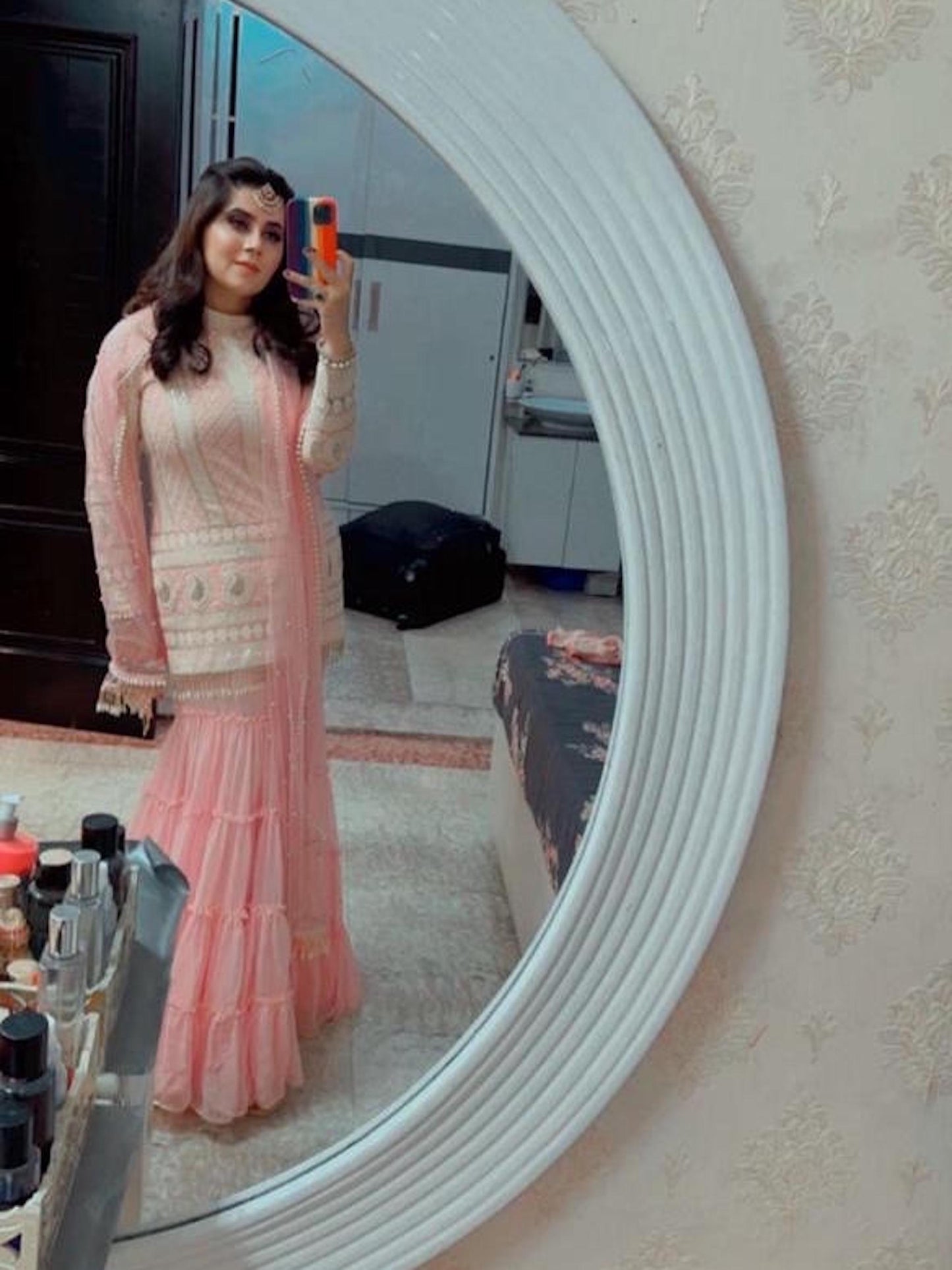 CHIKANKARI FRILL SHARARA SET
