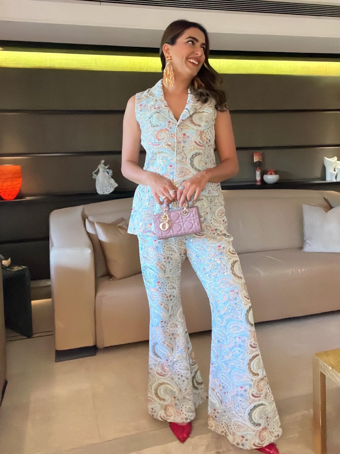 LIGHT BLUE MULTI COLOR EMBROIDERED JACKET SET