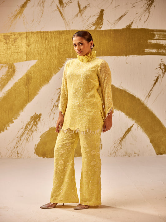 YELLOW SEQUIN WORK COORD SET