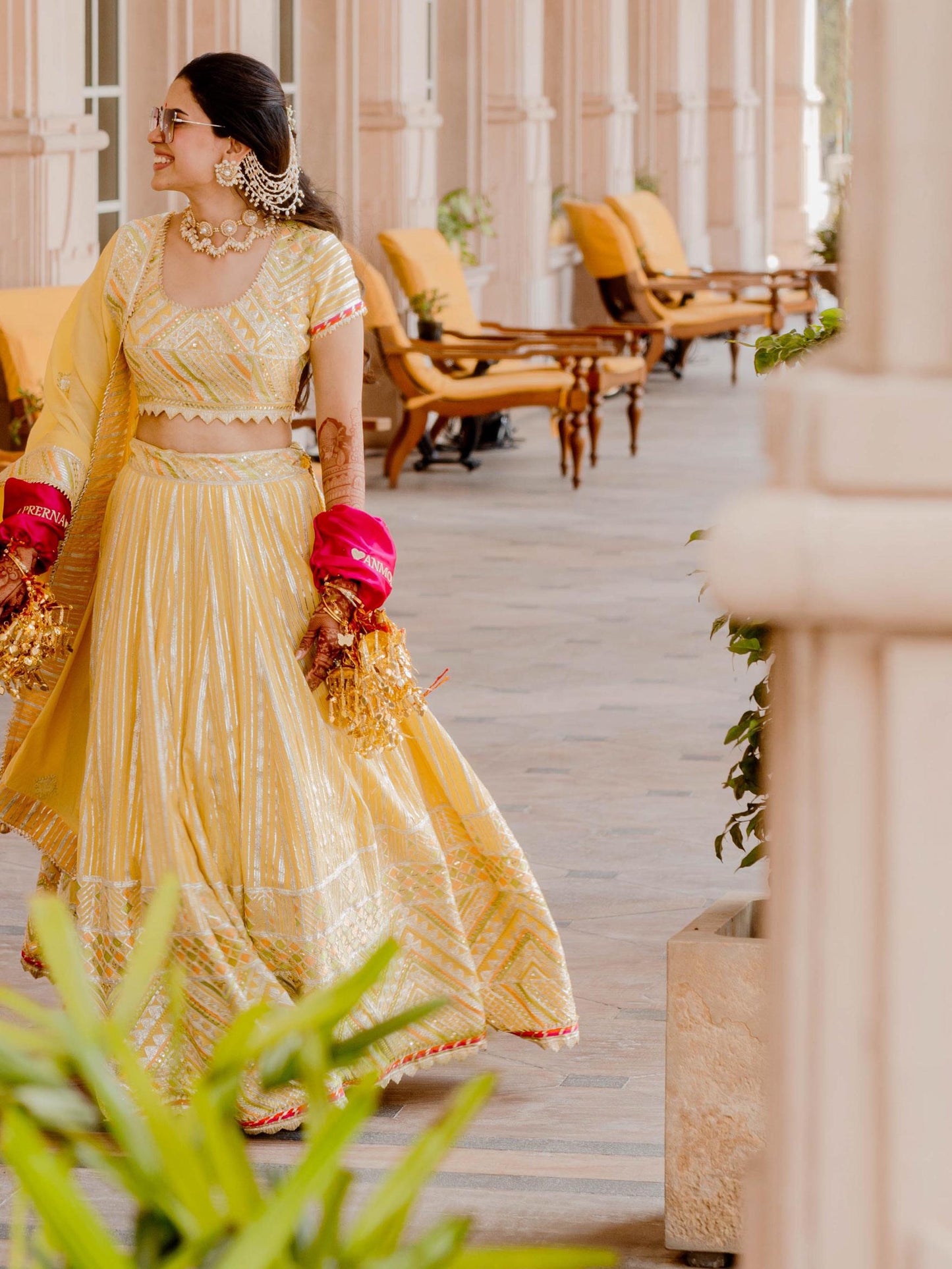 PRERNA PURI IN YELLOW GOTA WORK LEHENGA SET