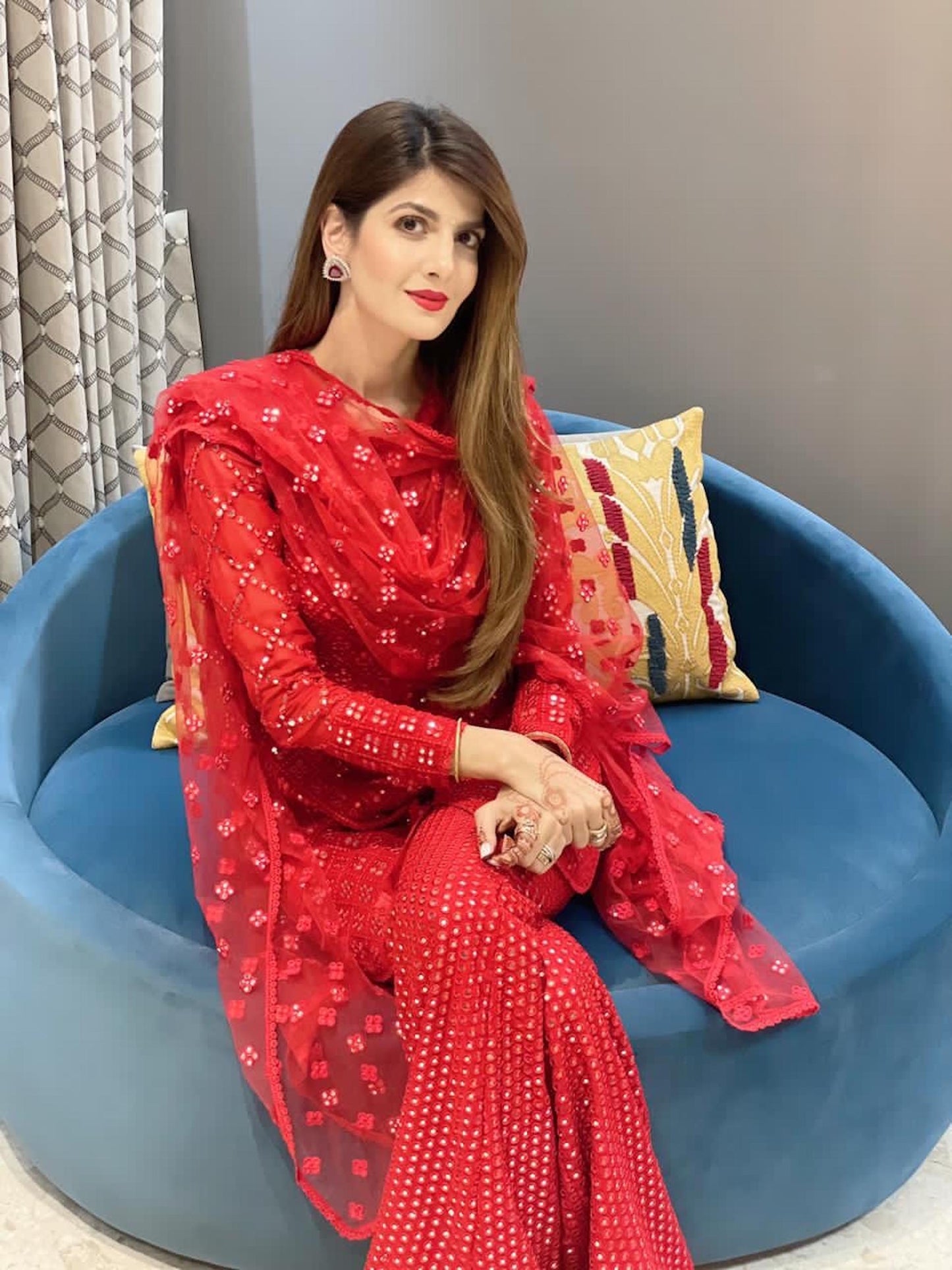 NEHA NAGAR IN RED MIRROR WORK COORD SET