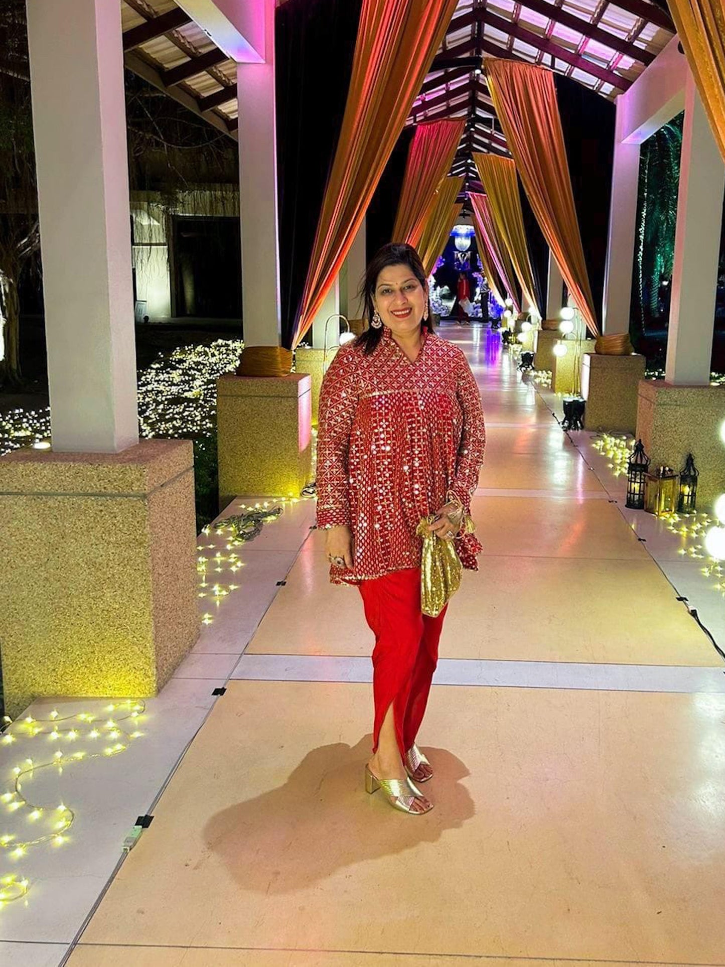 RED ZARI & SEQUIN DHOTI SET