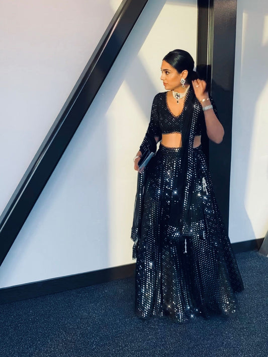 BLACK MIRROR WORK LEHENGA SET