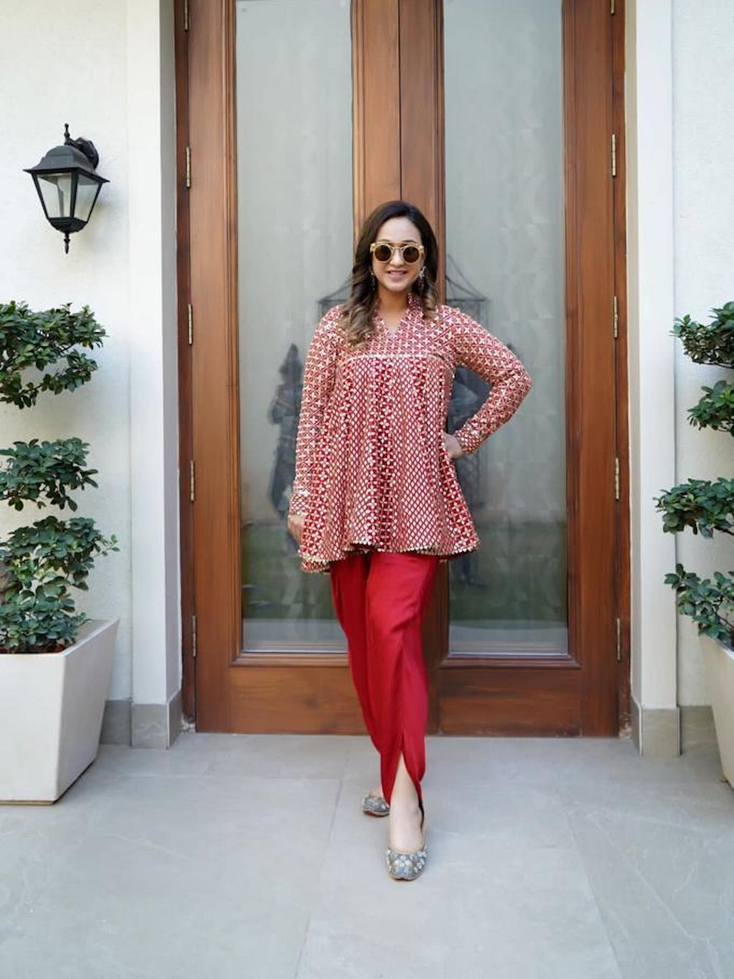 RED ZARI & SEQUIN DHOTI SET