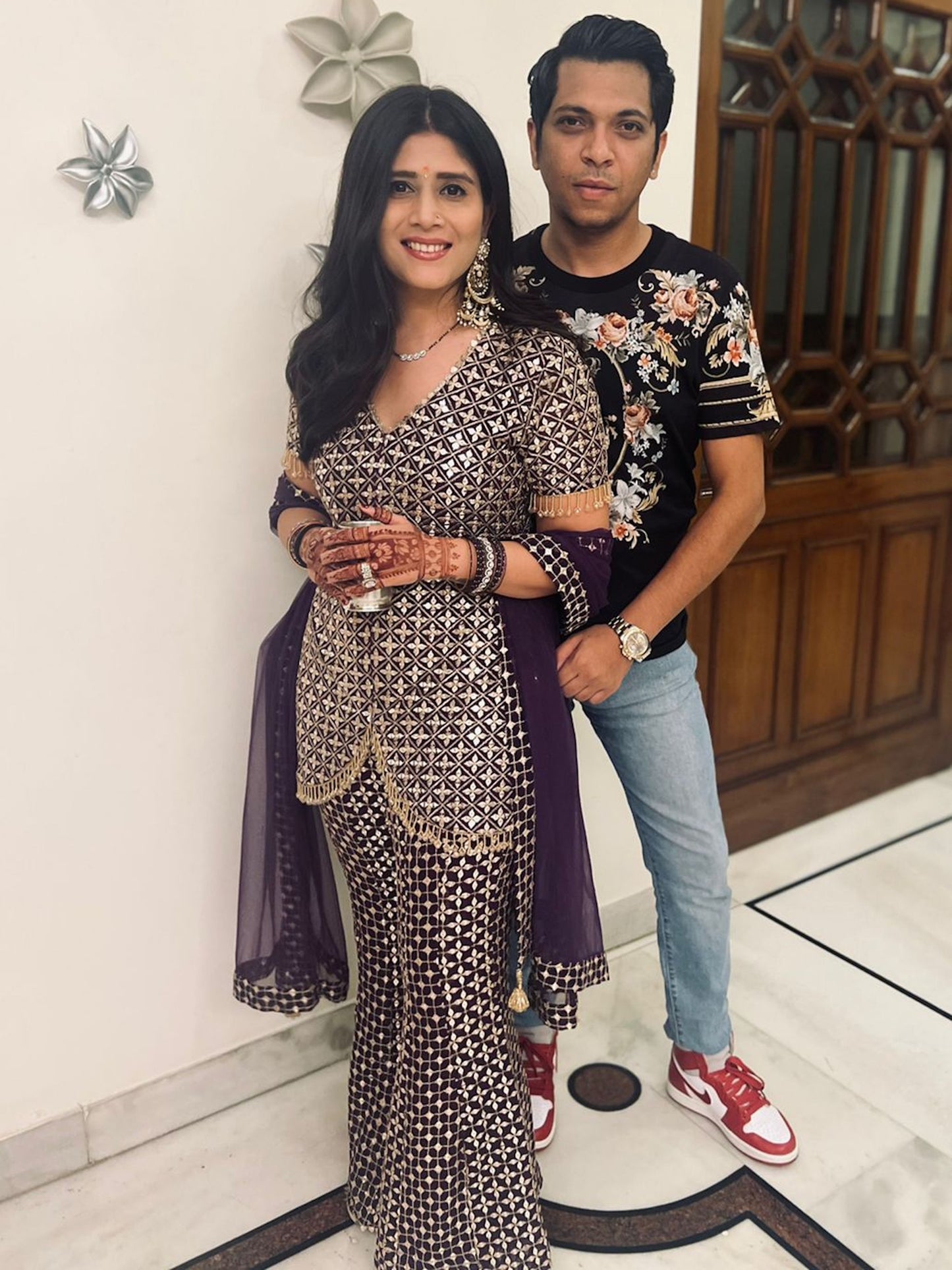 BLUEISH PURPLE ZARI & SEQUIN COORD SET