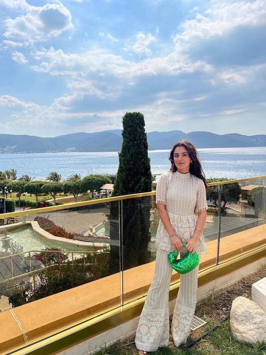 GREY CHIKANKARI PEPLUM COORD SET