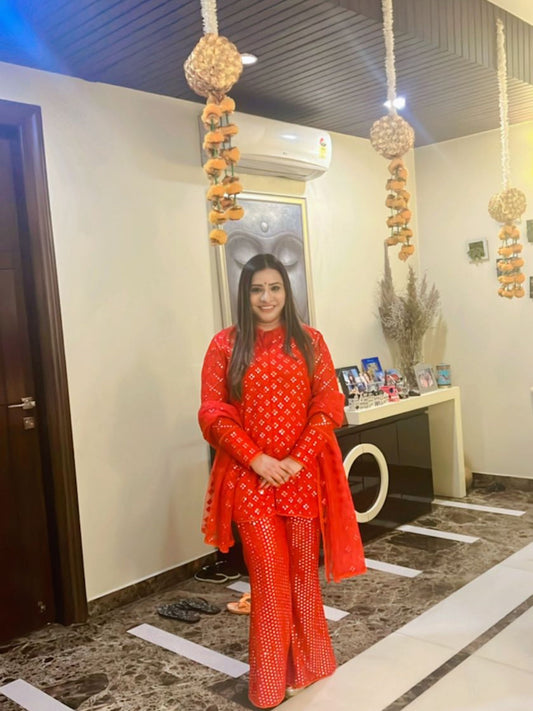 RED MIRROR WORK COORD SET