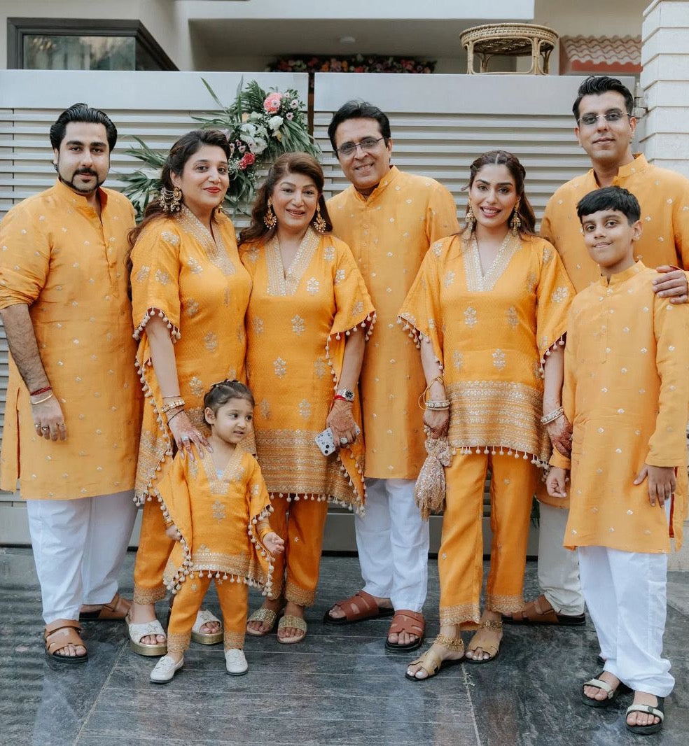 FAMILY IN ORANGE KAFTAN SET