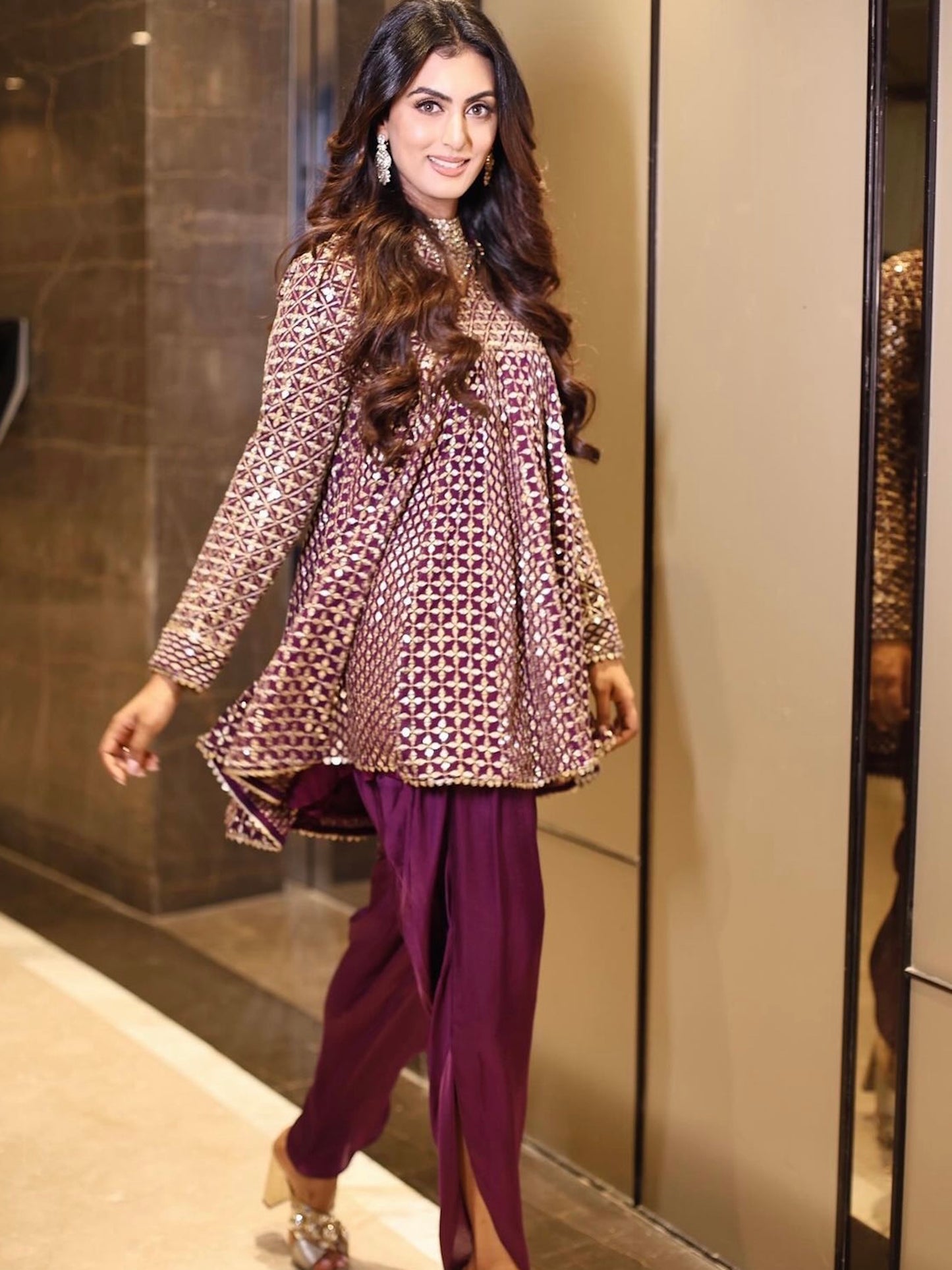 PURPLE ZARI & SEQUIN DHOTI SET