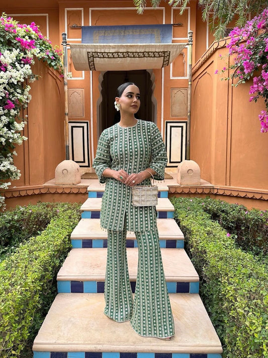ARUSHI MEHRA IN GREEN GOTA WORK COORD SET