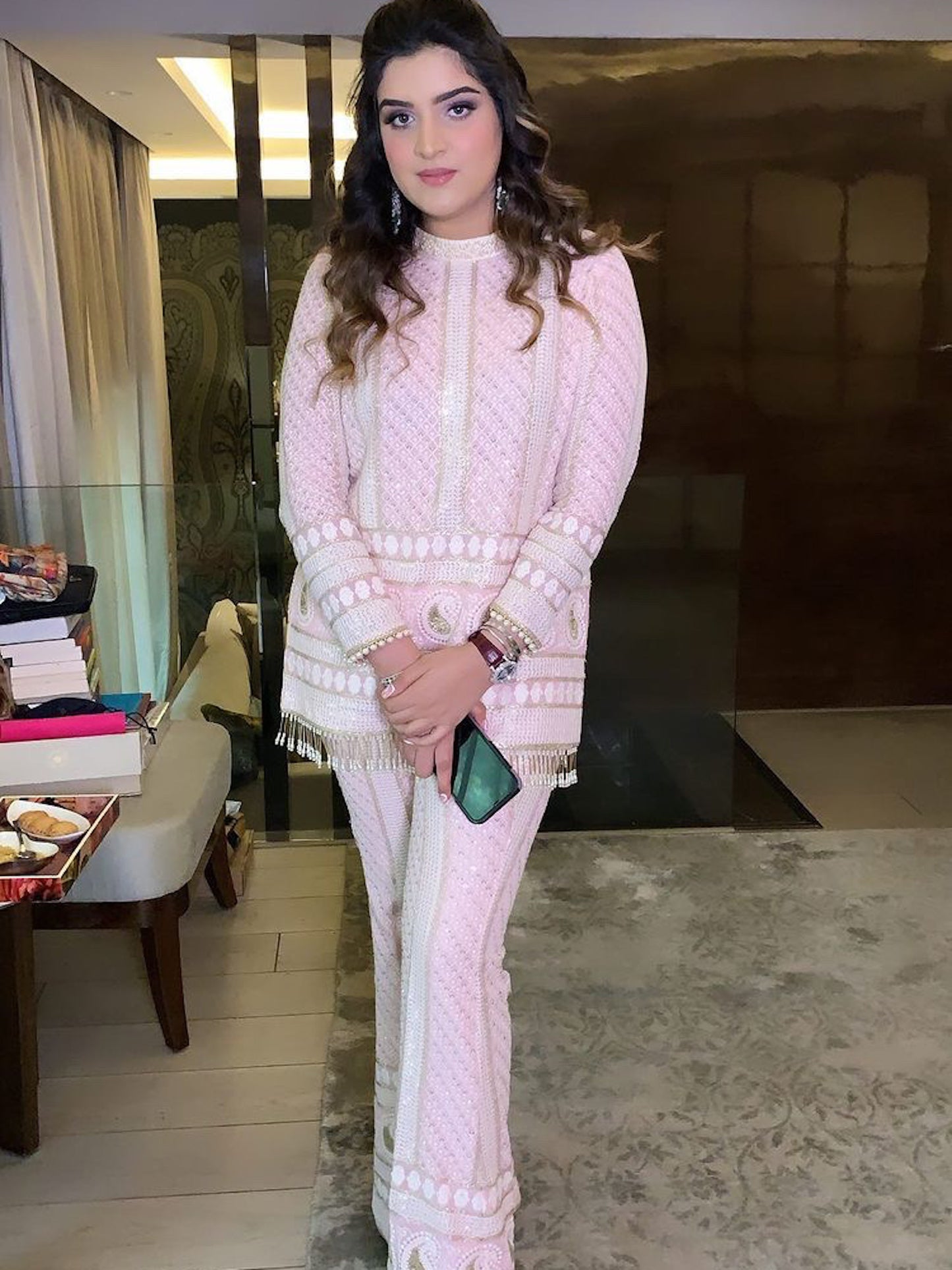 PINK CHIKANKARI COORD SET