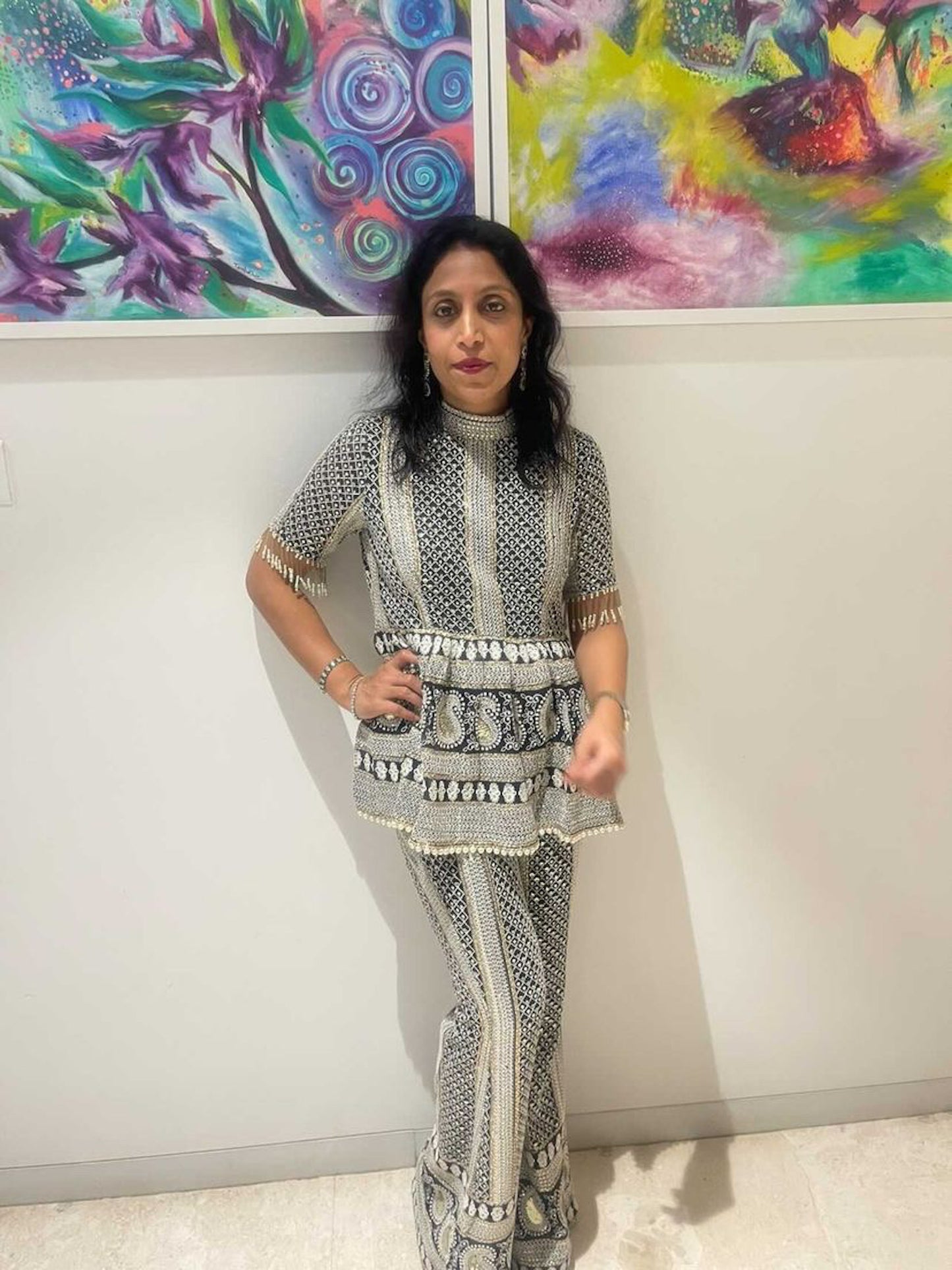 BLACK CHIKANKARI PEPLUM COORD SET