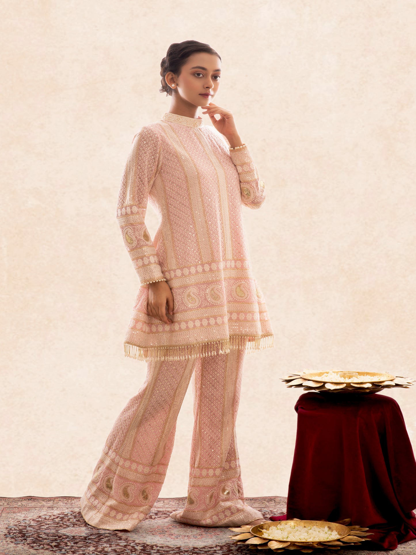 PINK CHIKANKARI COORD SET