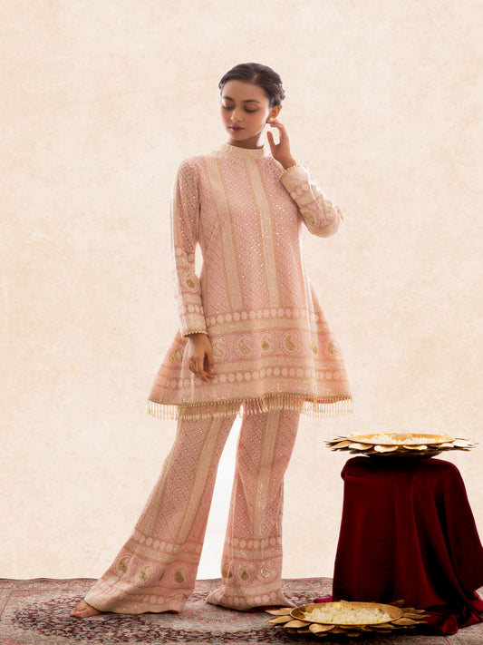 PINK CHIKANKARI COORD SET