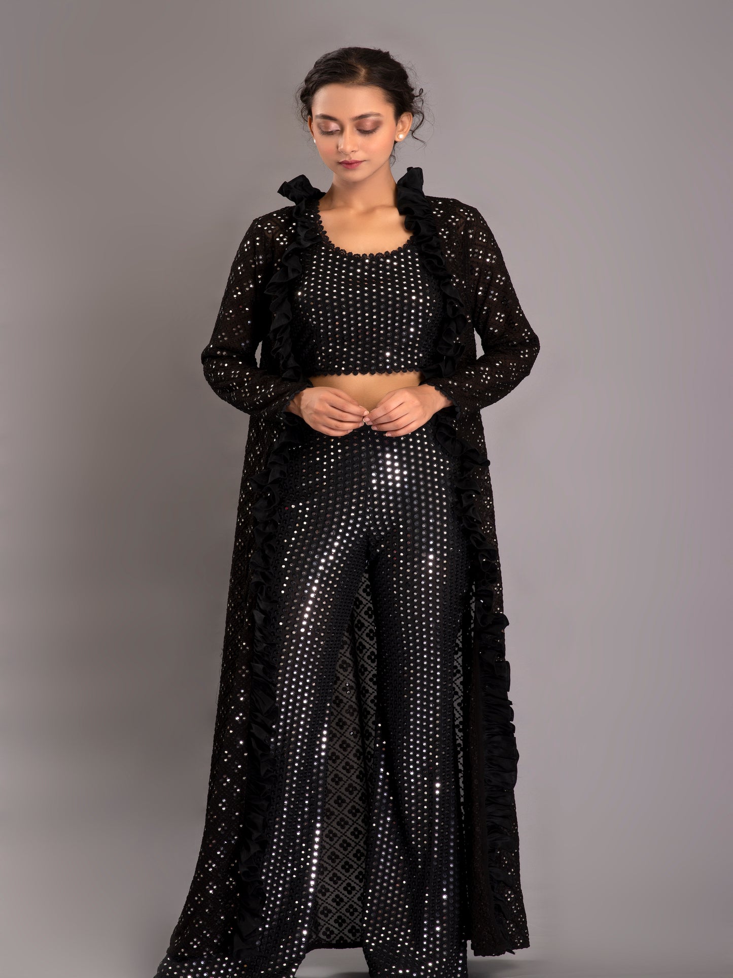 BLACK MIRROR WORK JACKET SET