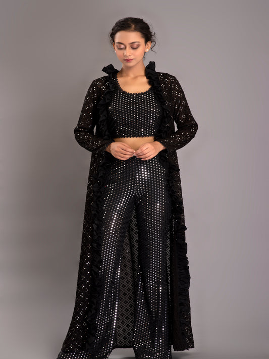 BLACK MIRROR WORK JACKET SET