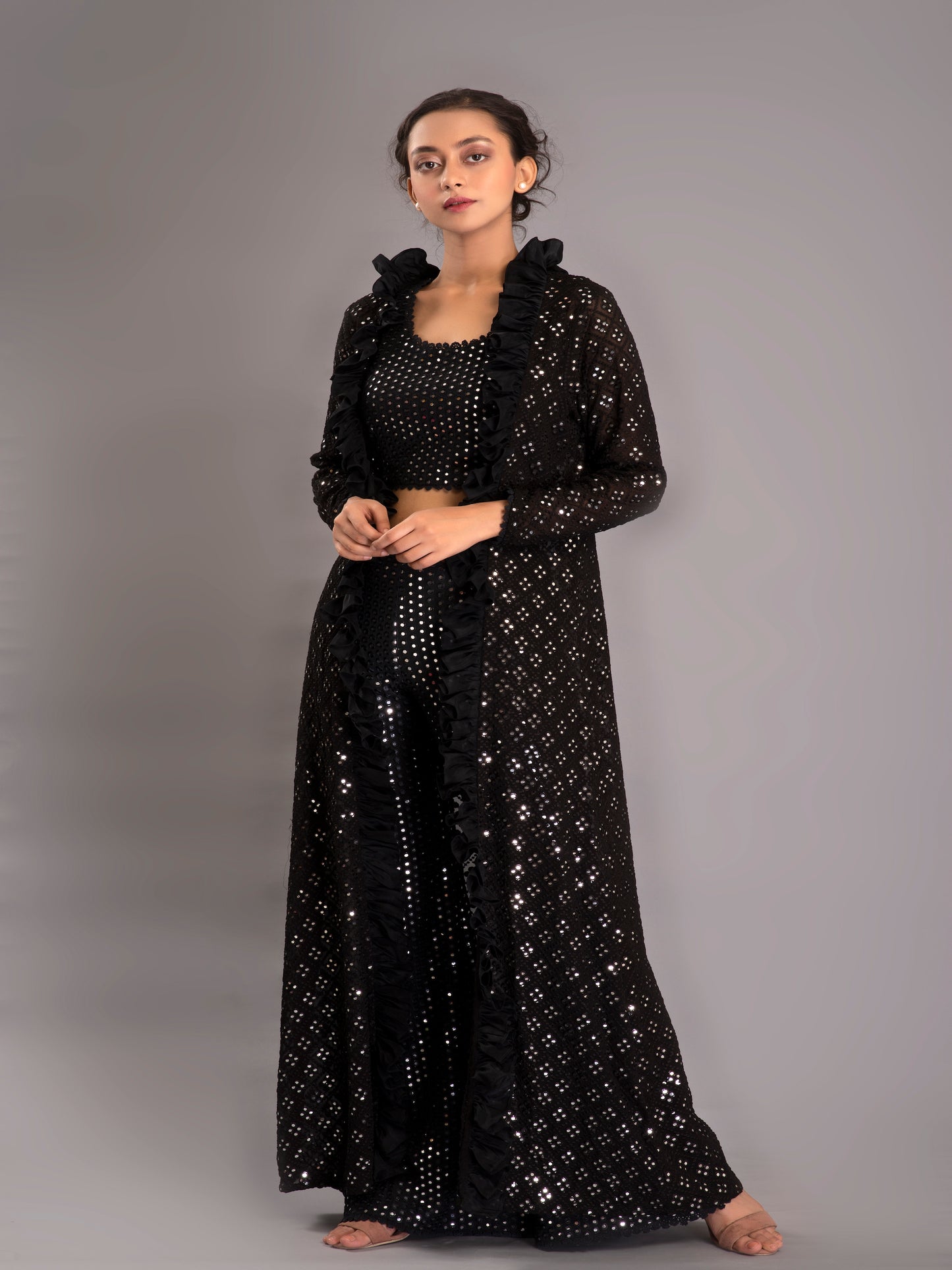 BLACK MIRROR WORK JACKET SET