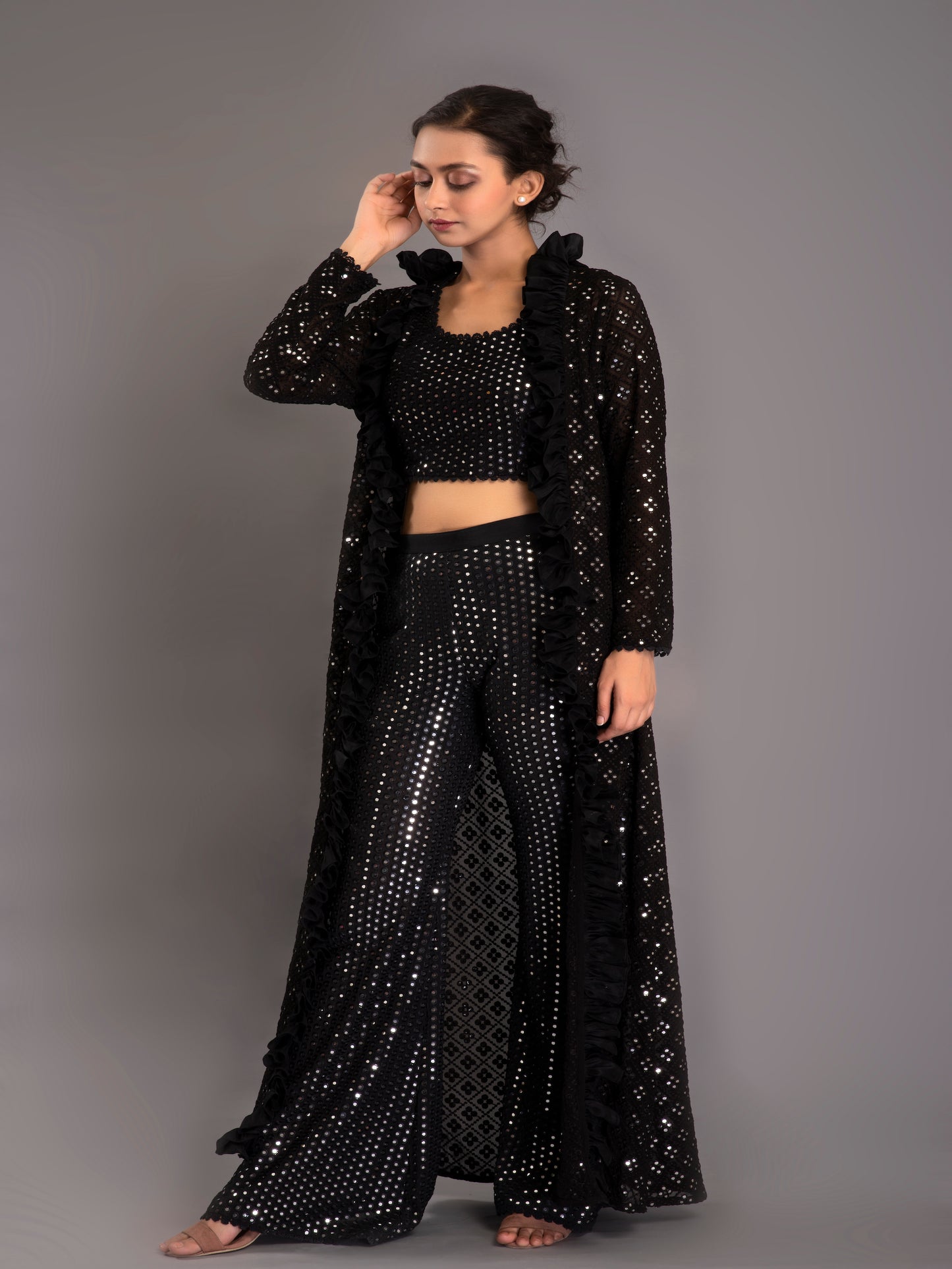 BLACK MIRROR WORK JACKET SET