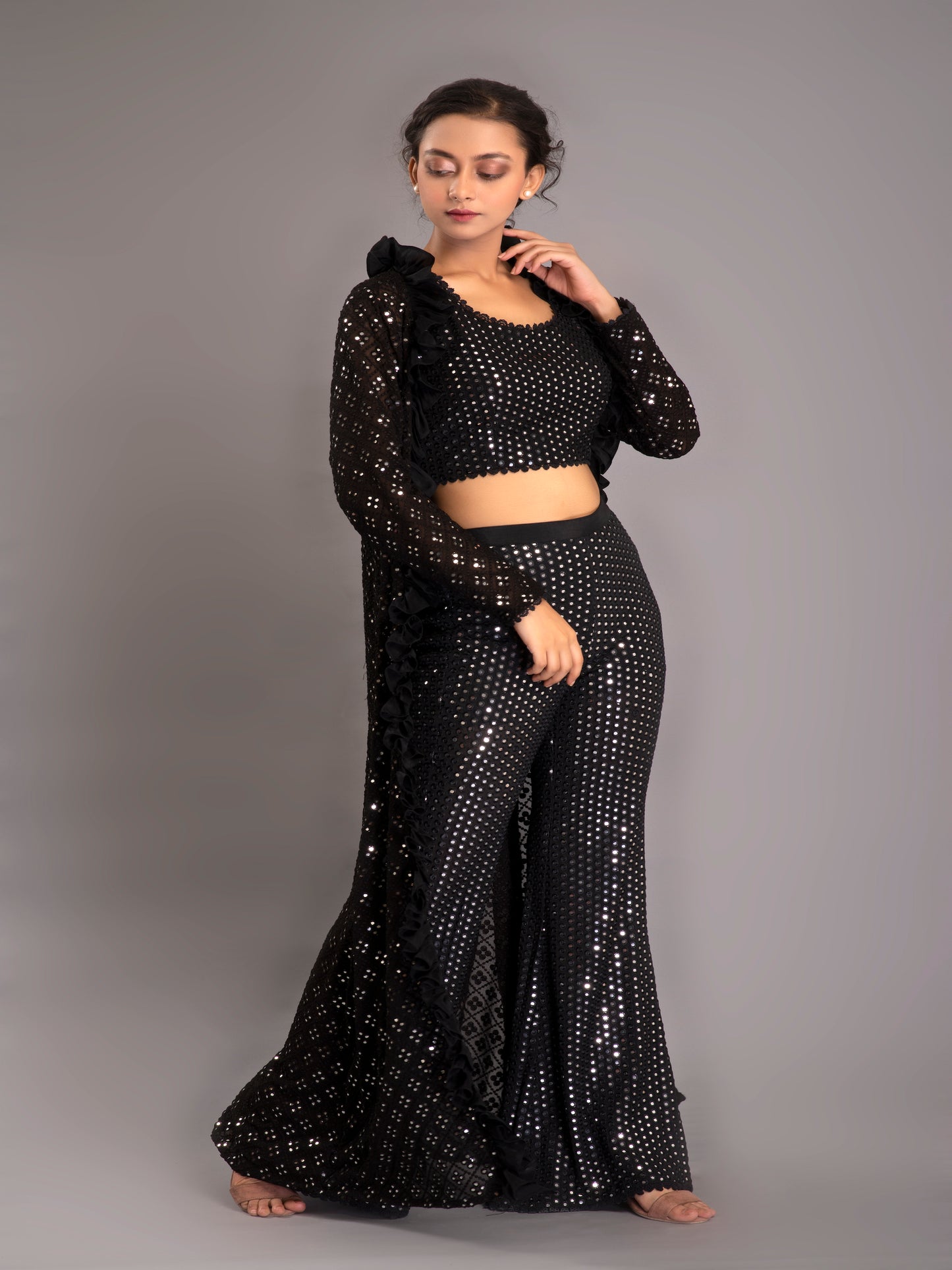 BLACK MIRROR WORK JACKET SET