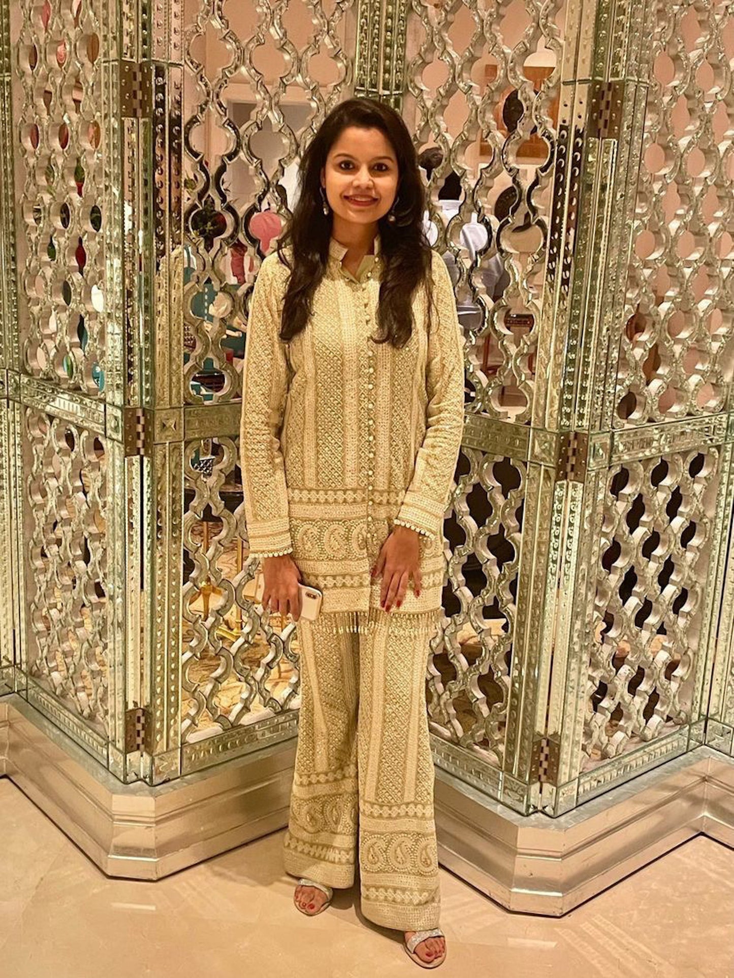 GREEN CHIKANKARI COORD SET