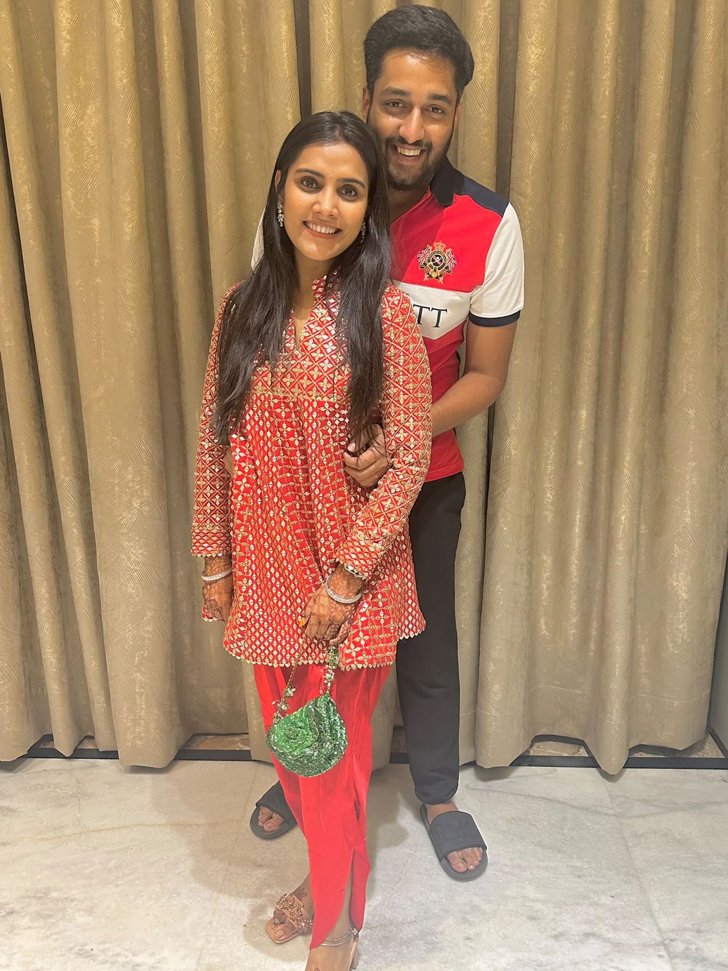 RED ZARI & SEQUIN DHOTI SET