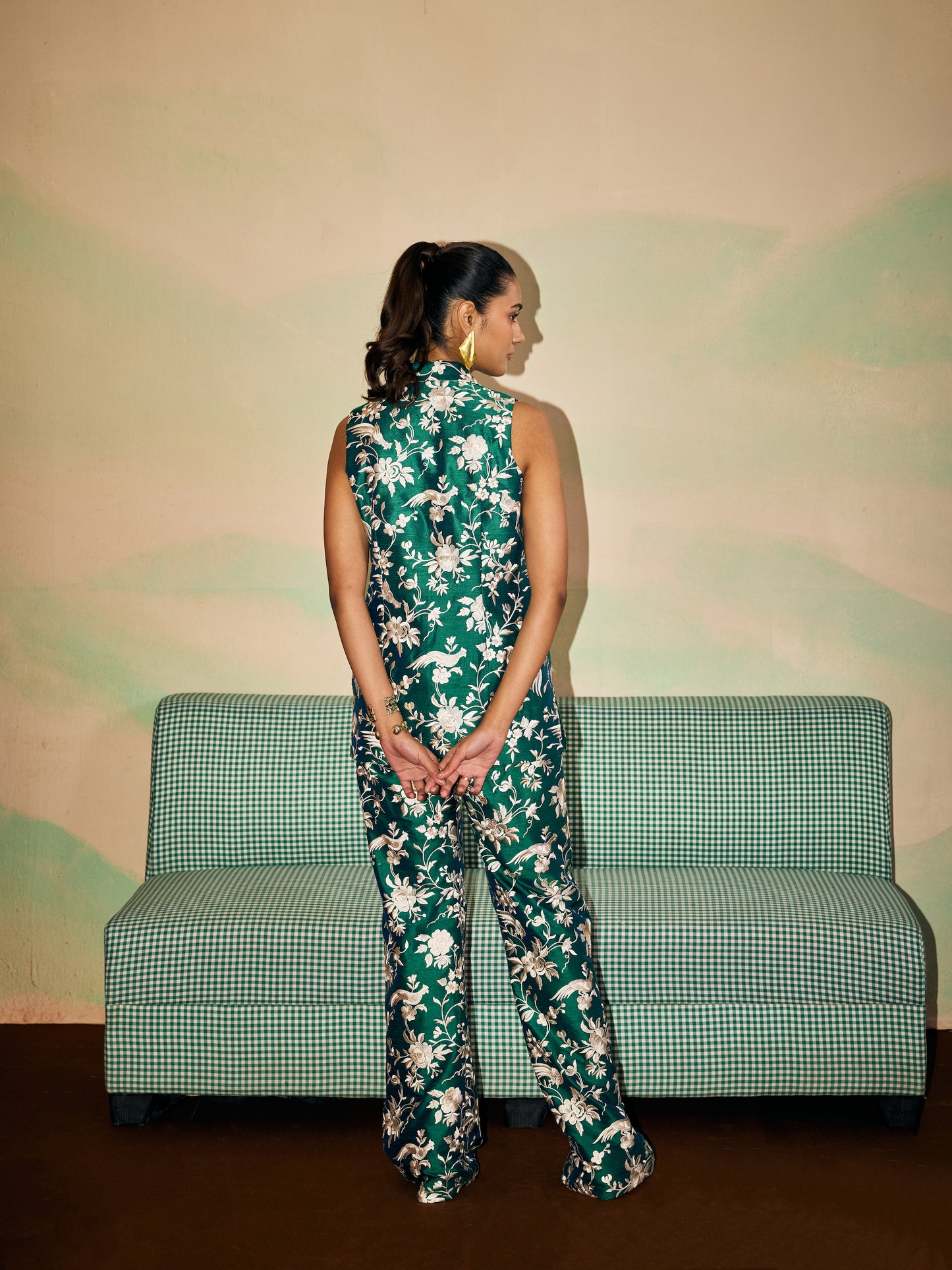 PEACOCK GREEN JACKET SET