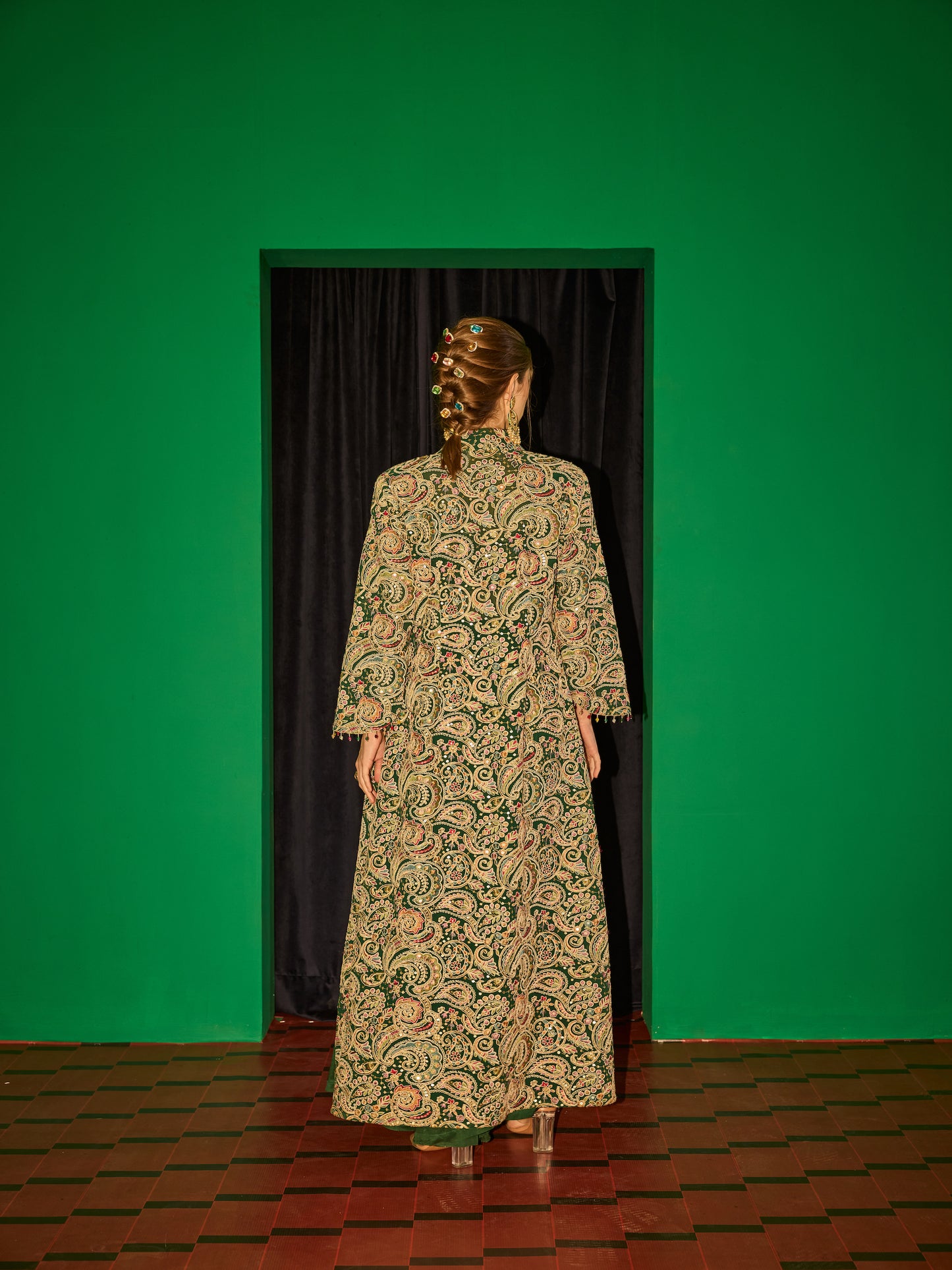 GREEN MULTI COLOR EMBROIDERED 3 PIECE SET