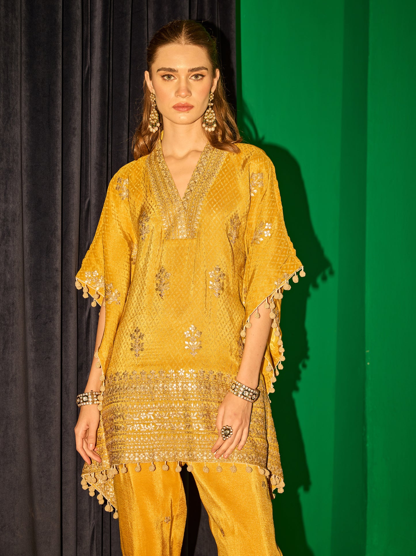 MANGO YELLOW KAFTAN SET