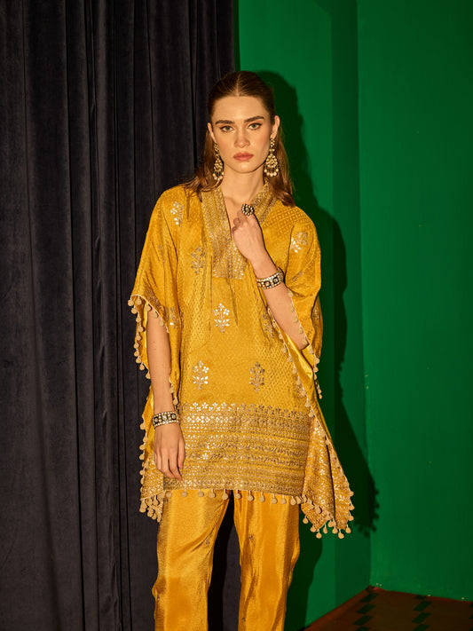 MANGO YELLOW KAFTAN SET