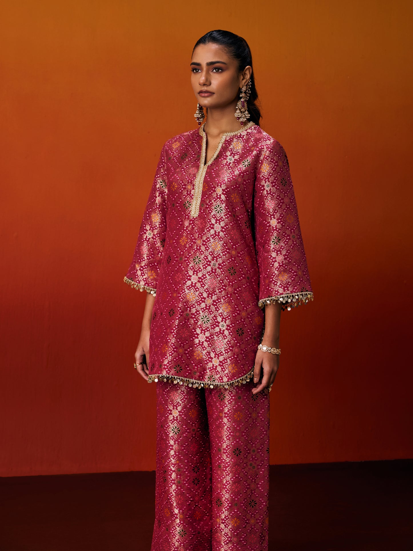 PINK BROCADE SUIT SET
