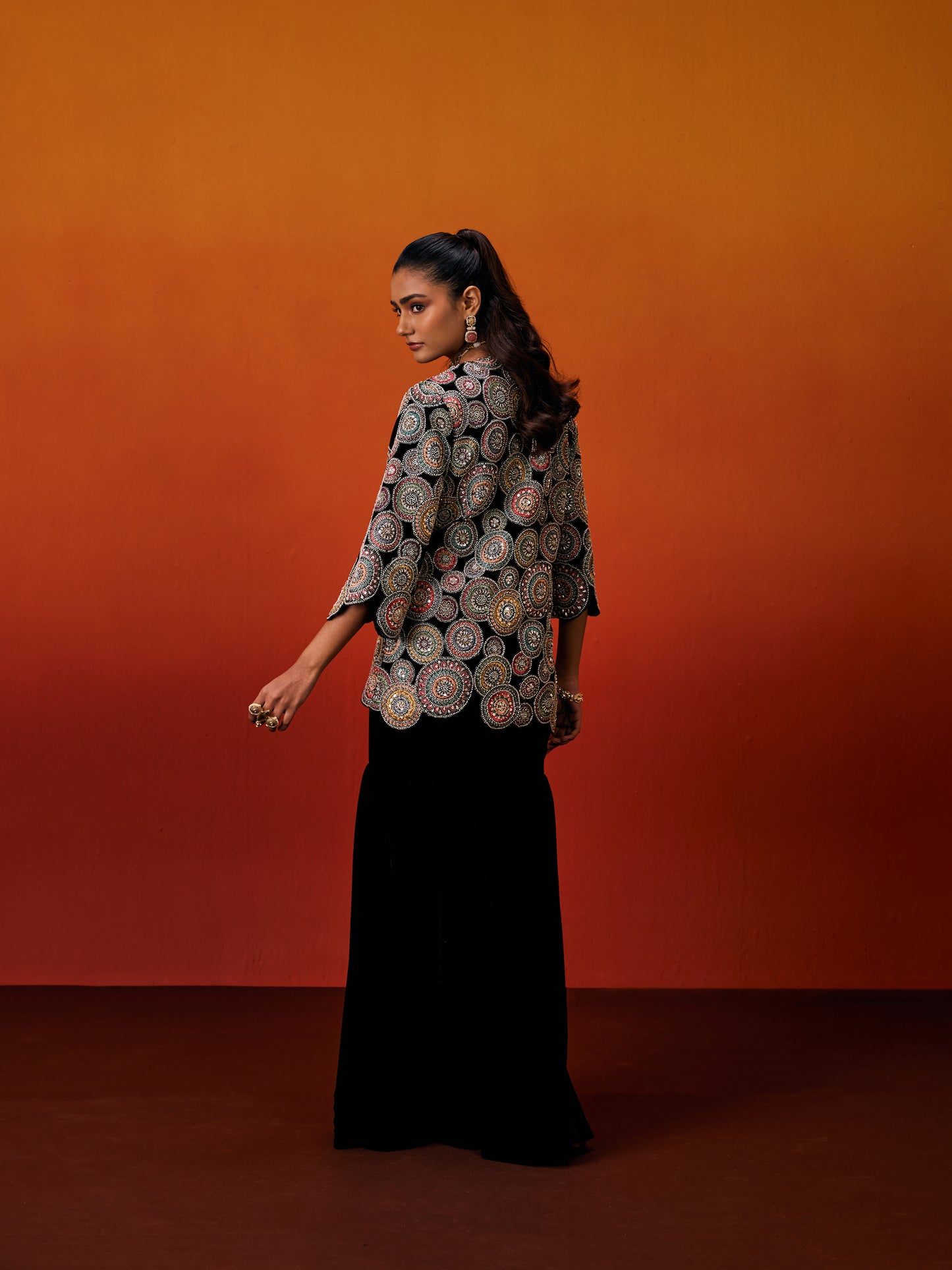 BLACK VELVET JACKET SET